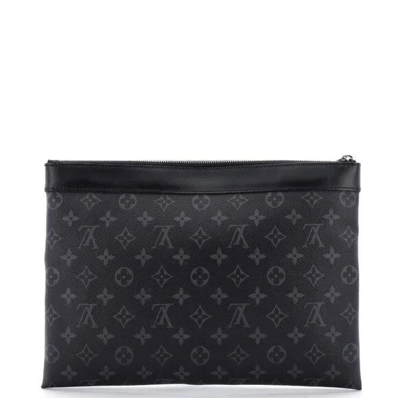 LOUIS VUITTON Monogram Eclipses Pochette Discovery Clutch Bag Brown M62291 - Picture 2 of 13